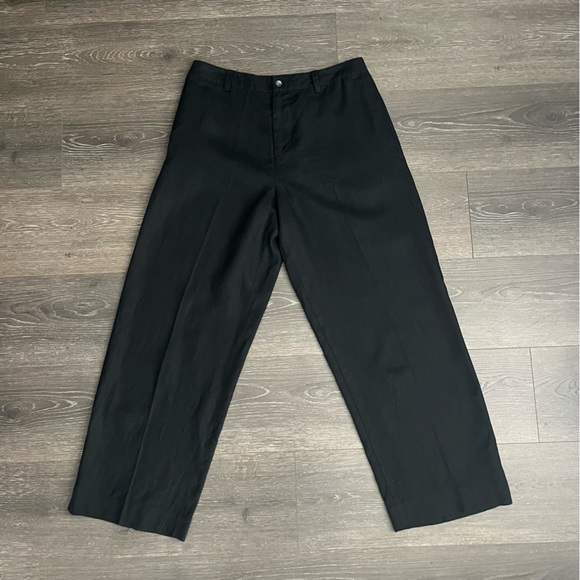 Real Clothes Women's Size 8 black 100% Linen Pants Black Wide Leg‎ Relaxed Fit - Picture 1 of 8